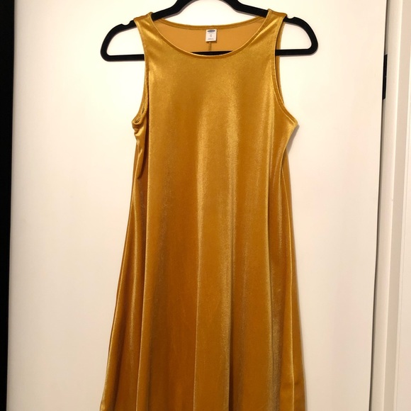 Mustard Yellow Velvet Dress - Picture 1 of 2